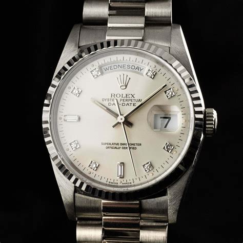 rolex daydate white|rolex 18k white gold vintage.